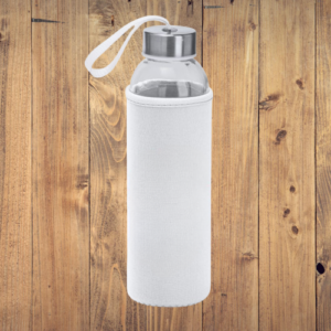 Alternative view of Γυάλινο Μπουκάλι Νερού 500ml με Εκτυπώσιμη Υφασμάτινη Θήκη - Λευκό